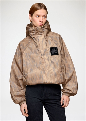 Printed flyweight nylon hooded printed jakke Burro A1010209 Ganni 